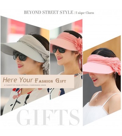 Sun Hats Floppy Summer UPF50+ Foldable Sun Beach Hats Accessories Wide Brim for Women - Beige Empty Top - C717YEEGL47 $9.17