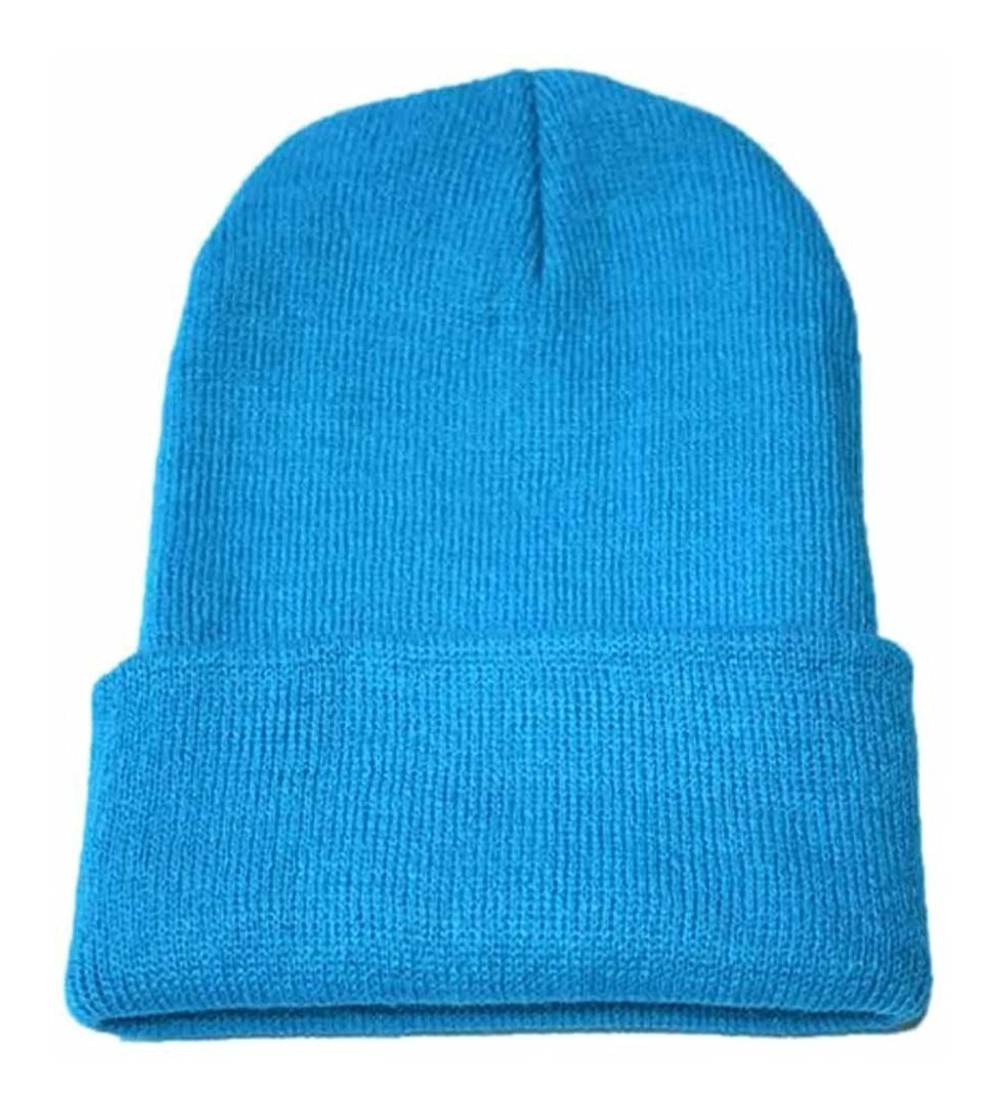 Skullies & Beanies Unisex Slouchy Knitting Beanie Hip Hop Cap & Warm Winter Ski Hat - Sky Blue - CV187R7QQCZ $9.69