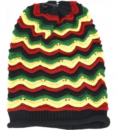 Skullies & Beanies Knitted Beanie Hat - Wave Stripe - CN12G0KDKHF $11.45