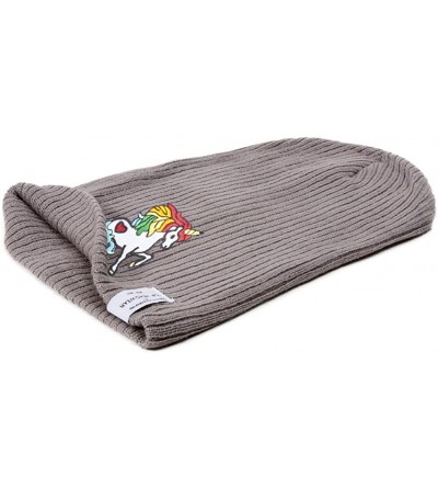 Skullies & Beanies Rainbow Unicorn Long Rib Beanie - Grey - CT18609SU6S $8.08