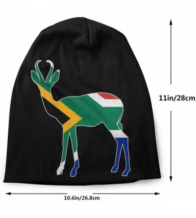 Skullies & Beanies Men's Beanie Hat South Africa Flag Springbok Knit Hat Soft Warm Hats Black - CP18A9MSKOM $21.11