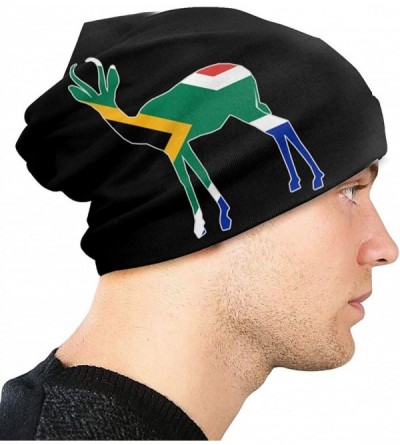 Skullies & Beanies Men's Beanie Hat South Africa Flag Springbok Knit Hat Soft Warm Hats Black - CP18A9MSKOM $21.11