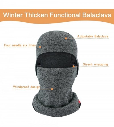 Balaclavas Balaclava-Ski Mask Knit Thicken Winter Warmer Windproof Cold Weather Face Mask - Grey - C018658IZ8A $11.20