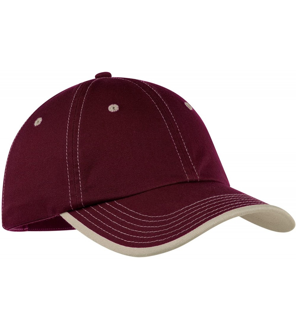 Baseball Caps Men's Vintage Washed Contrast Stitch Cap - Maroon/ Stone - CJ11NGRGS93 $11.69