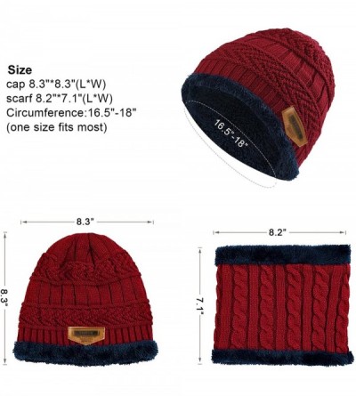 Skullies & Beanies Womens Mens Winter Hat Warm Thick Beanie Cap Scarf for Winter Knit Ski Beanies - Red-2 - CA188WHT3YH $9.53