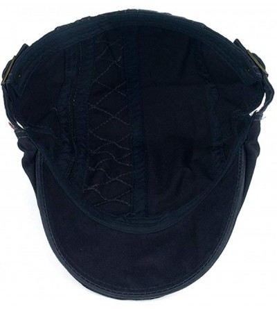 Newsboy Caps Mens Cotton Embroidery Painter Berets Caps Casual Outdoor Visor Forward Hat - Navy Blue - CX18I2YW63Q $19.98