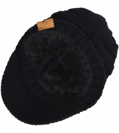 Skullies & Beanies Men's Knit Beanie Visor Skullcap Cadet Newsboy Cap Ski Winter Hat - Thick Black - CD1874QMLA9 $10.99