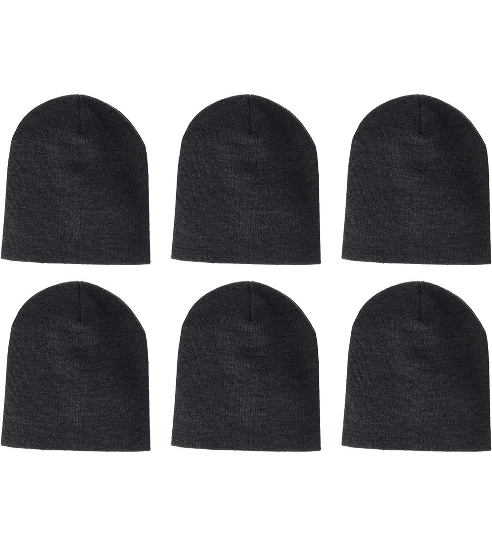 Skullies & Beanies Men's Clm-al-1500-knit Beanie (6 Pk) - Charcoal - CM18GZ7NO6U $19.67