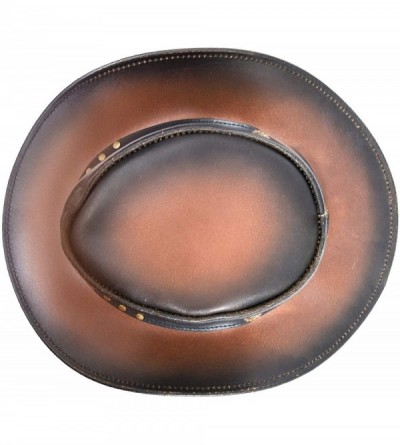 Cowboy Hats Australian Smoke Western Style Cowboy Outback Real Leather Aussie Bush Hat - CE18X87T5M3 $37.32