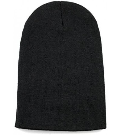 Skullies & Beanies Cuff Beanie Cap/Made in USA Knit Skull Long Beanie Plain Ski Hat - Black - CE12I1ZABTB $8.87