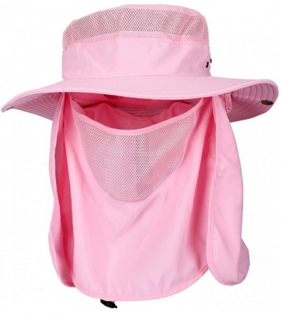 Sun Hats Sun Protection Hat Wide Brim Detachable Neck Face Flap Men & Women UPF 50+ - Pink - C7198XHNC39 $14.94