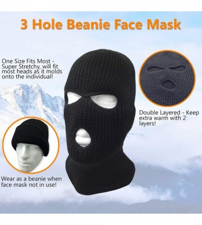 Balaclavas 3 Hole Beanie Face Mask Ski - Warm Double Thermal Knitted - Men and Women - Maroon - C318KNZMYIY $9.66