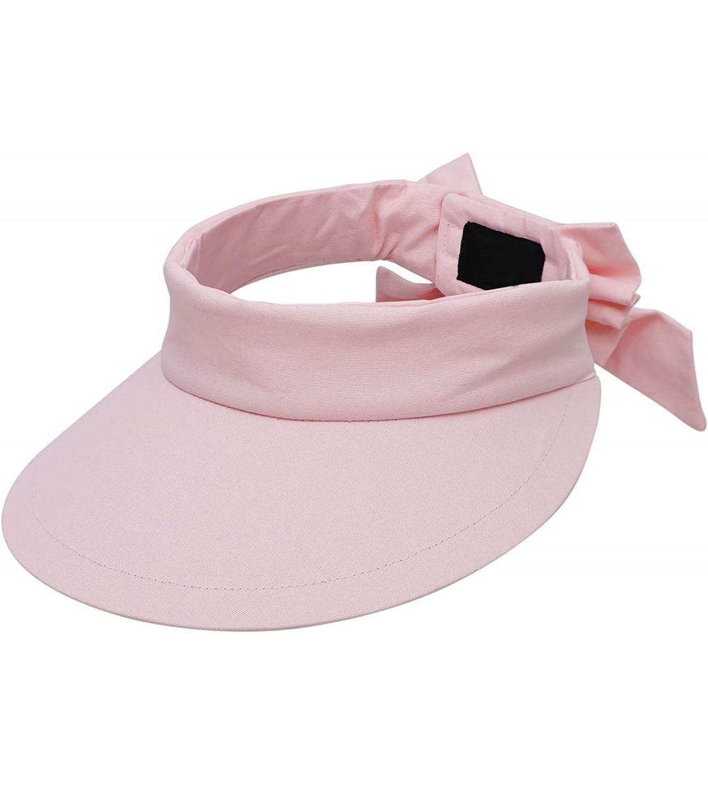 Sun Hats Womens Summer Packable UV Protective Wide Brim UPF 50+ Sun Visor Hat - Pink - C418DD09SZE $12.95