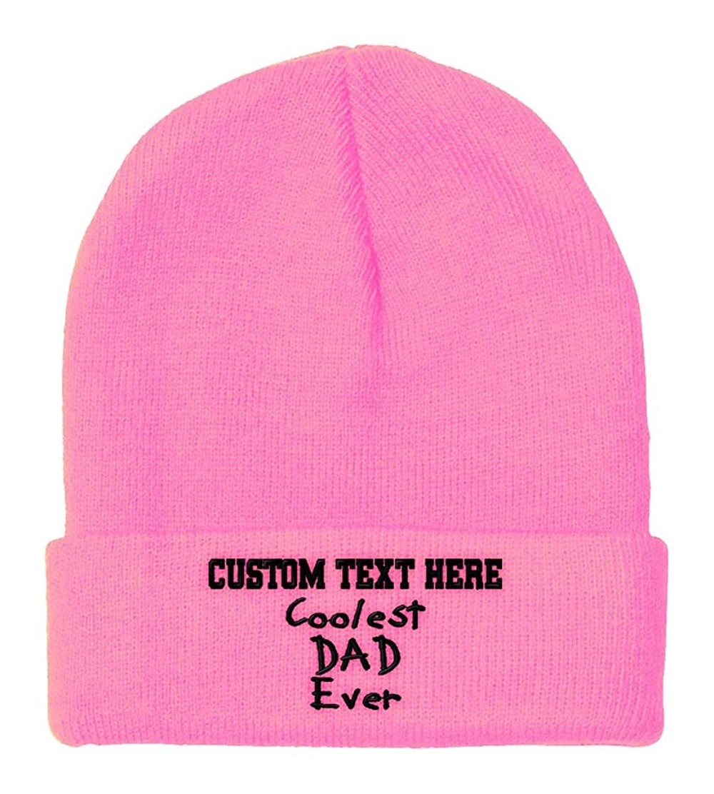 Skullies & Beanies Custom Beanie for Men & Women Coolest Dad Ever Black Embroidery Skull Cap Hat - Soft Pink - C318ZWOQCOI $1...