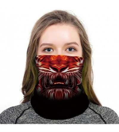 Balaclavas Cool Wolf Lion Print Bandana Balaclava Face Mask Neck Gaiter Scarf Headband for Men Women - Orange Animal - CH197X...