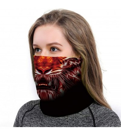 Balaclavas Cool Wolf Lion Print Bandana Balaclava Face Mask Neck Gaiter Scarf Headband for Men Women - Orange Animal - CH197X...