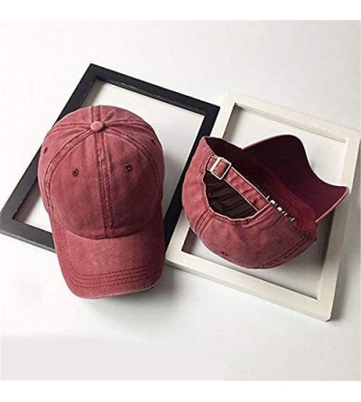 Baseball Caps Men Women Baseball Cap Vintage Cotton Washed Distressed Hats Twill Plain Adjustable Dad-Hat - Burgundy/4 - CS18...