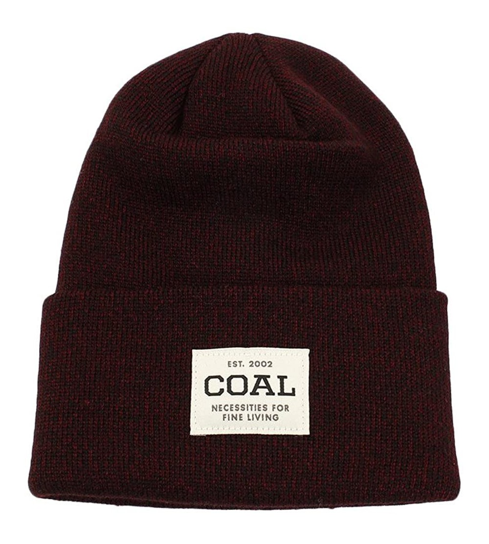 Skullies & Beanies Men's The Uniform Fine Knit Workwear Cuffed Beanie Hat - Dark Burgundy Marl - C712O3Y5B8K $27.27