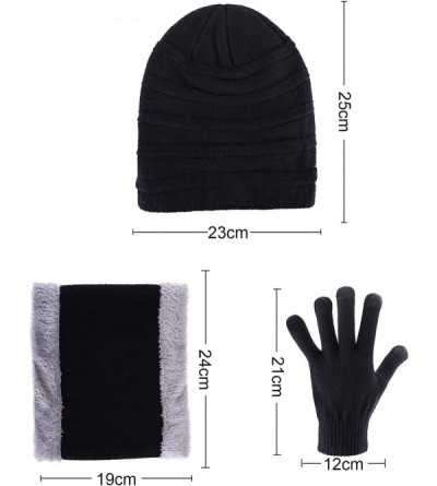 Skullies & Beanies 4 Pieces Ski Warm Set Includes Winter Hat Scarf Warmer Gloves Winter Outdoor Earmuffs for Adults Kids (Set...