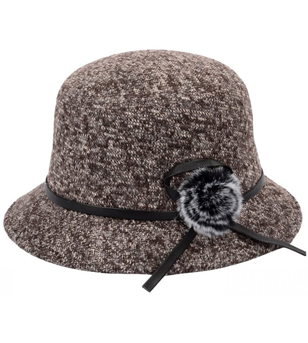 Bucket Hats Women's 1920s Winter Wool Cap Cloche Bucket Bowler Hat Crushable - Coffee-001 - CY187MIGTUO $21.66