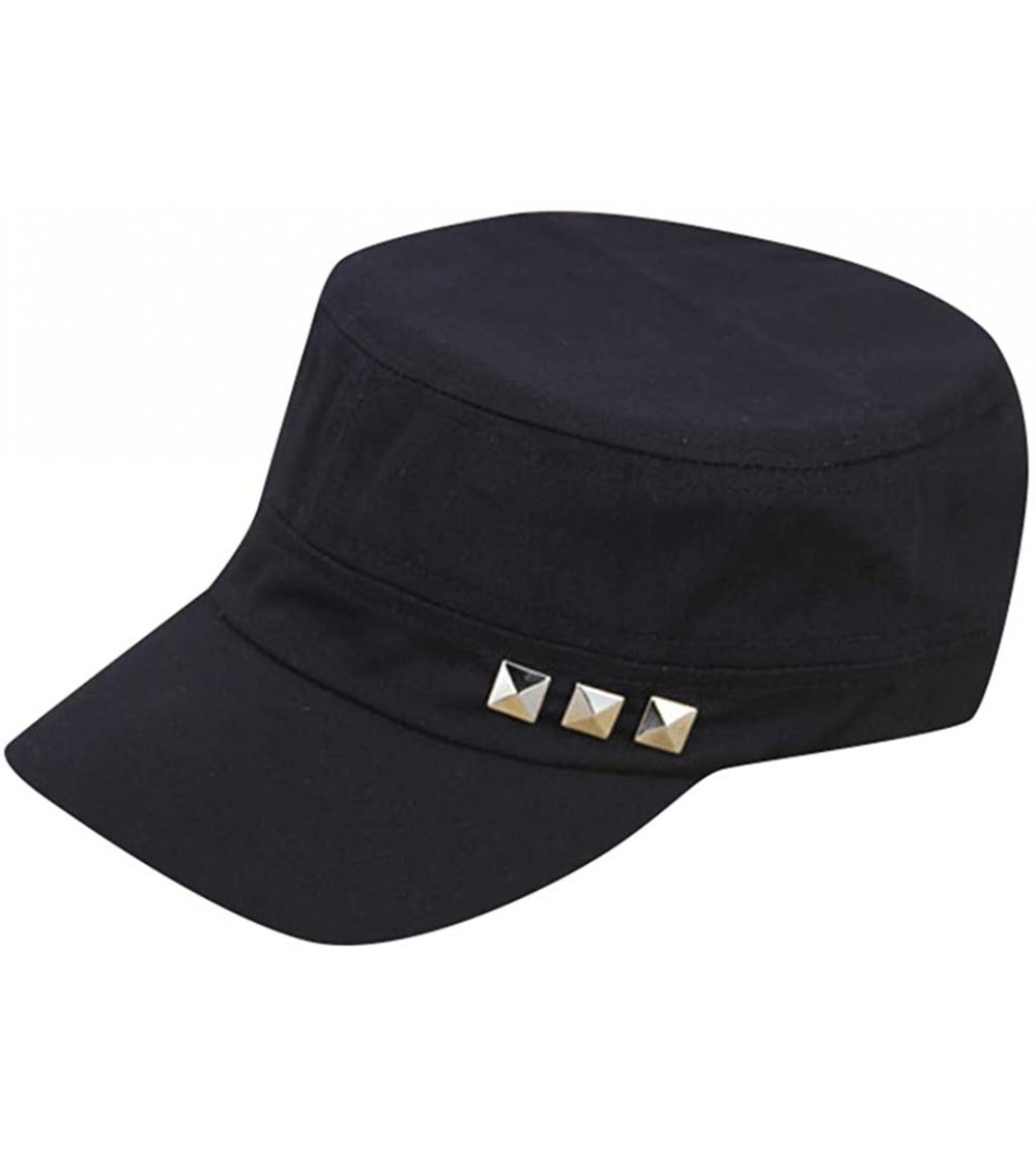 Sun Hats Classic Baseball Cap-Messy High Bun Rivet Military Plain Trucker Dad Hat - Multicolor_4 - CL18T94ON3T $10.19