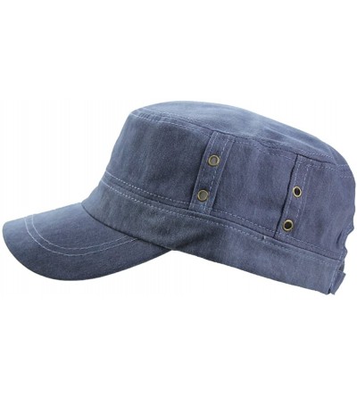 Baseball Caps Men's Cotton Flat Top Peaked Baseball Twill Army Military Corps Hat Cap Visor - Navy - CN12DSYC9JL $10.58