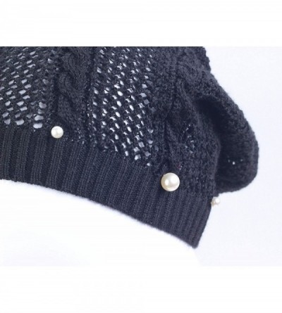 Skullies & Beanies Knit Crochet Hat Light Beanie Style Knitted Cap Women Girl Thin Hollow Braid - Black - CP18EIMD697 $9.58