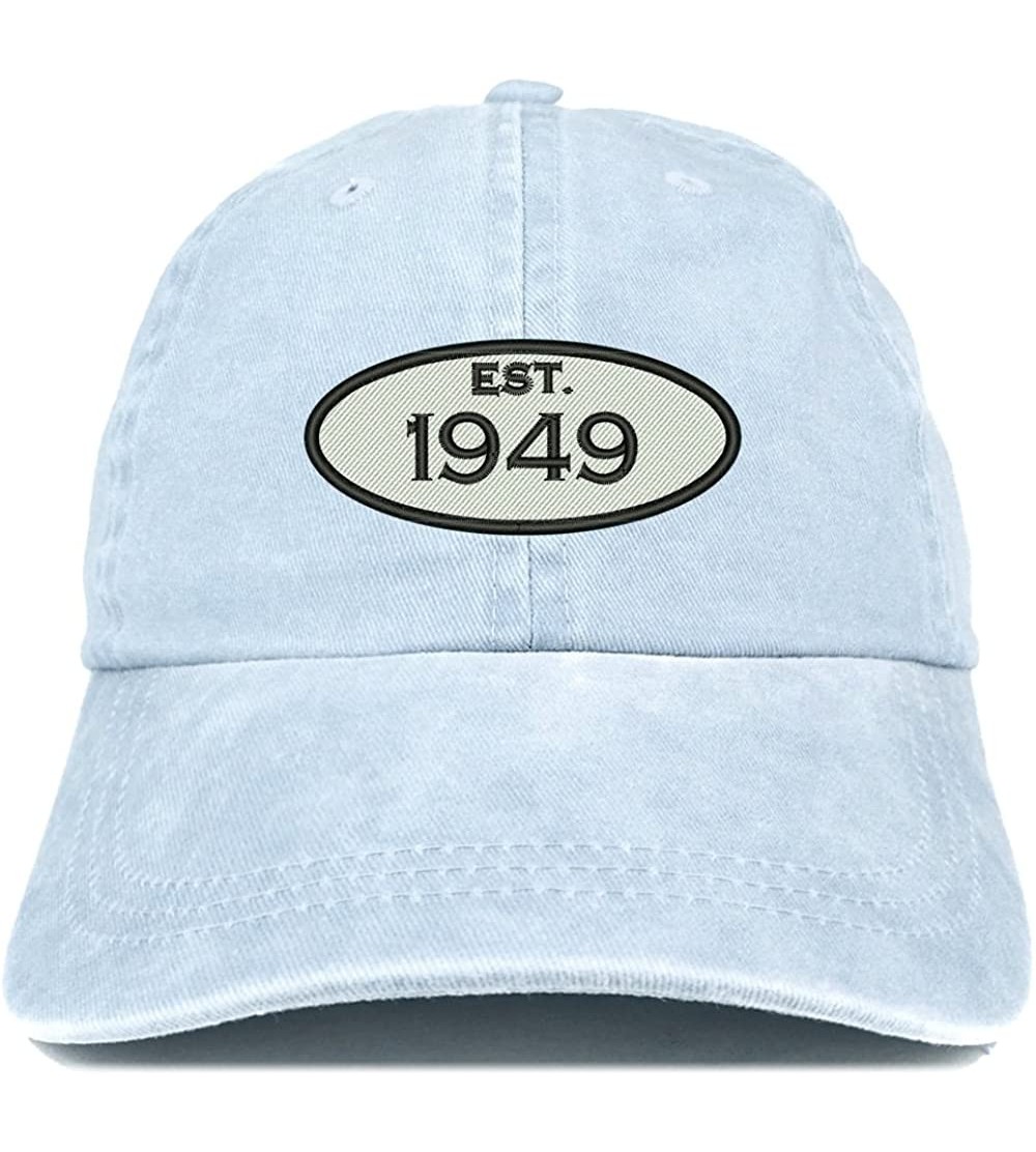 Baseball Caps Established 1949 Embroidered 71st Birthday Gift Pigment Dyed Washed Cotton Cap - Light Blue - C8180L6WCU5 $18.15