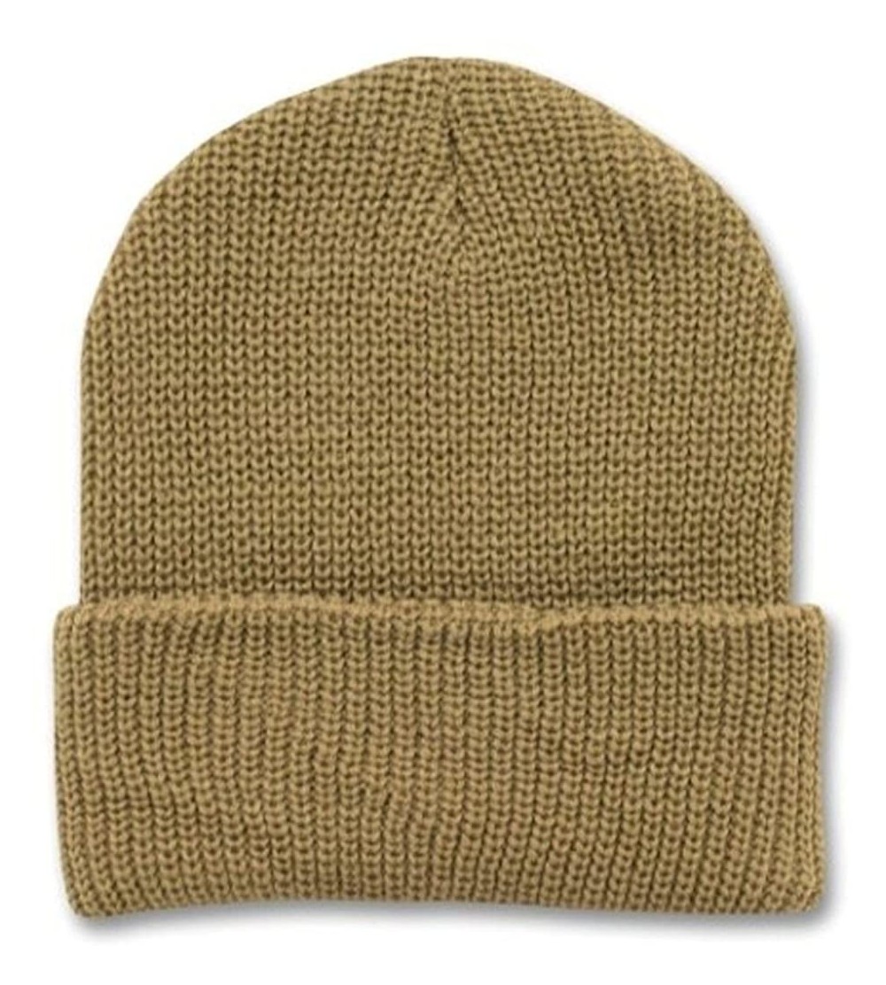 Skullies & Beanies 12 Inch Long Knit Watch Cap Beanie - Khaki Tan - C1110DKAC0L $18.72