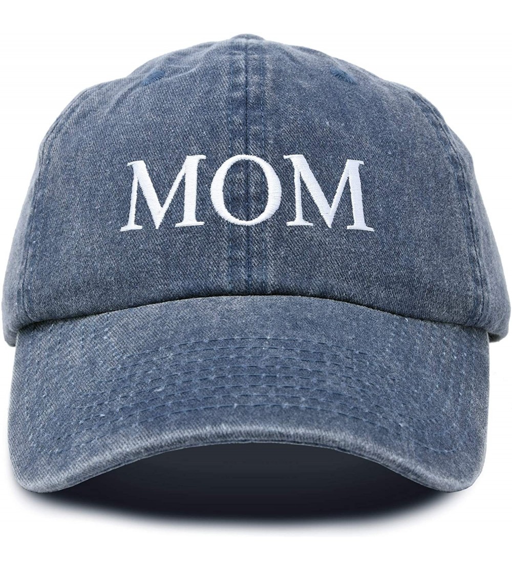 Baseball Caps Embroidered Mom and Dad Hat Washed Cotton Baseball Cap - Mom - Washed Navy Blue - C018Q7GMZ0T $14.40