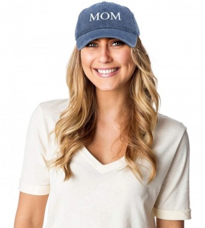 Baseball Caps Embroidered Mom and Dad Hat Washed Cotton Baseball Cap - Mom - Washed Navy Blue - C018Q7GMZ0T $14.40