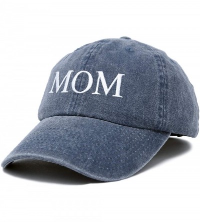 Baseball Caps Embroidered Mom and Dad Hat Washed Cotton Baseball Cap - Mom - Washed Navy Blue - C018Q7GMZ0T $14.40