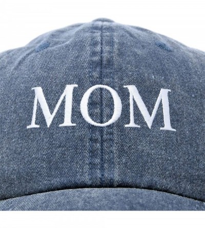 Baseball Caps Embroidered Mom and Dad Hat Washed Cotton Baseball Cap - Mom - Washed Navy Blue - C018Q7GMZ0T $14.40