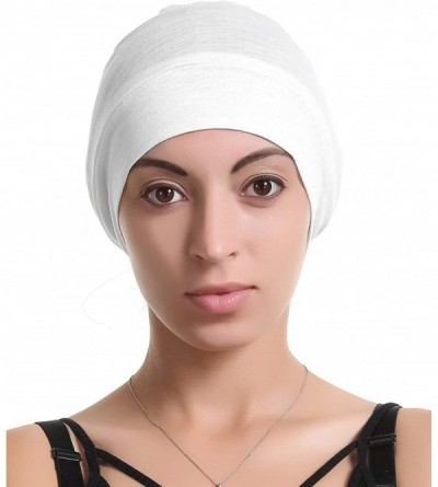 Skullies & Beanies Satin Silk Lined Sleep Cap Beanie Slap Hat - Gifts for Women - White - C418KGXAE33 $11.11