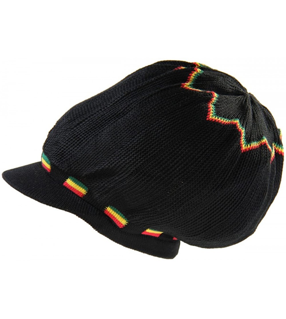 Skullies & Beanies 100% Cotton Rasta Dreadlock Light Weight Beanie Visor (XXL) - Black/Rasta - CY180D7DWXD $18.53