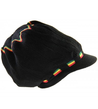 Skullies & Beanies 100% Cotton Rasta Dreadlock Light Weight Beanie Visor (XXL) - Black/Rasta - CY180D7DWXD $18.53