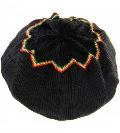 Skullies & Beanies 100% Cotton Rasta Dreadlock Light Weight Beanie Visor (XXL) - Black/Rasta - CY180D7DWXD $18.53