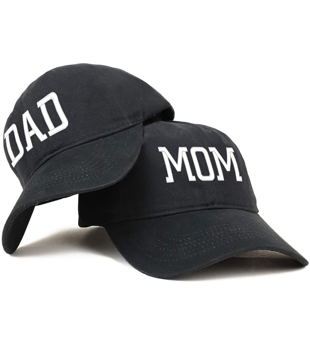 Baseball Caps Capital Mom and Dad Soft Cotton Couple 2 Pc Cap Set - Black Black - CB18I9O0S9S $28.86