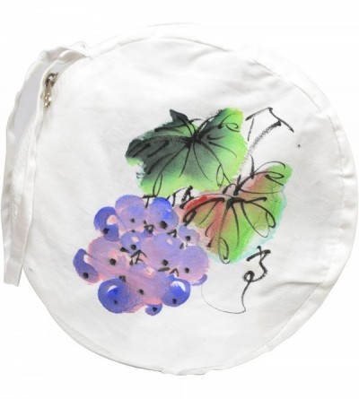 Sun Hats Women's Foldable Cotton Sun Hat- 18 in Diameter Brim - Handpainted Grapes - CL11NEVLZ9T $18.32