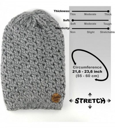 Skullies & Beanies Slouchy Beanie for Women - Ski Cable Knit Winter Warm Large Hat - Wool Snow Outdoor Cap XL - Light Grey - ...