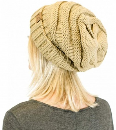 Skullies & Beanies Soft Knit Oversized Stretchy Unisex Slouchy Beanie - Camel - CU18HKYWINH $12.20