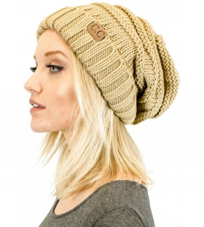 Skullies & Beanies Soft Knit Oversized Stretchy Unisex Slouchy Beanie - Camel - CU18HKYWINH $12.20