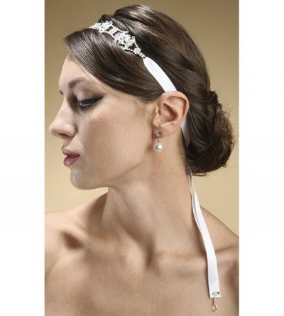 Headbands Vintage Crystal Bridal for Women- Wedding Hair Accessories for Bride- White Ribbon - CJ12NS3QBUQ $18.05