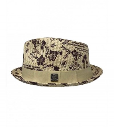 Fedoras Men Women Unisex Cool Summer Straw Upbrim Roll Up Fedora Hat Cap - Ht5804tan - CA18RRE5EY0 $17.67