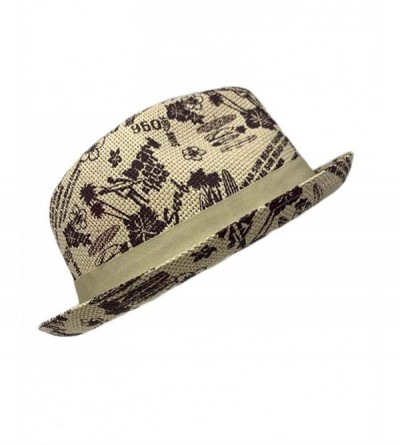 Fedoras Men Women Unisex Cool Summer Straw Upbrim Roll Up Fedora Hat Cap - Ht5804tan - CA18RRE5EY0 $17.67