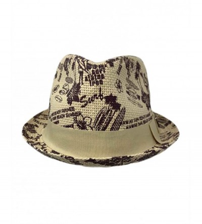 Fedoras Men Women Unisex Cool Summer Straw Upbrim Roll Up Fedora Hat Cap - Ht5804tan - CA18RRE5EY0 $17.67