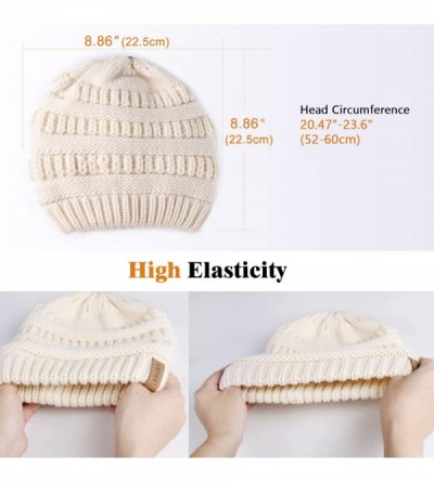 Skullies & Beanies Womens Winter Knit Slouchy Beanie Hat Warm Skull Ski Cap Faux Fur Pom Pom Hats for Women - CZ185XUNT3H $9.14