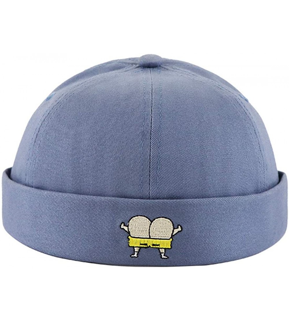 Skullies & Beanies Retro Rolled Cuff Skull Caps Brimless Beanie Hats for Men/Women - B-denim Blue(graphic) - CE18WXQEZAD $22.69