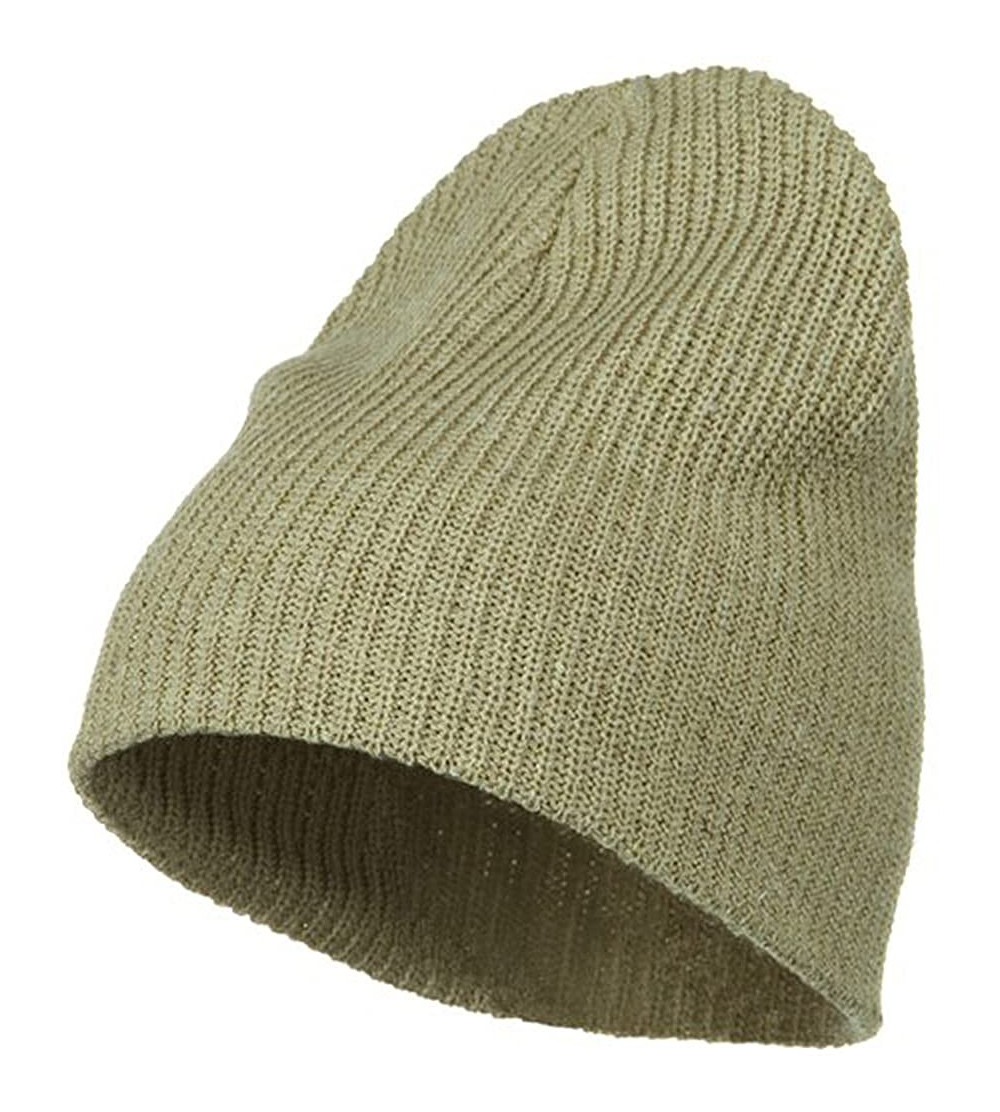 Skullies & Beanies Eco Cotton Ribbed XL Classic Beanie - Beige - CW115EH8MKL $21.35