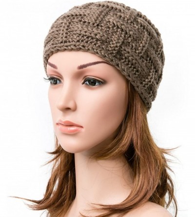 Cold Weather Headbands Women's Chunky Cable Knitted Turban Headband Ear Warmer Head Wrap - 7 Brown - CL186W4QK5W $10.70